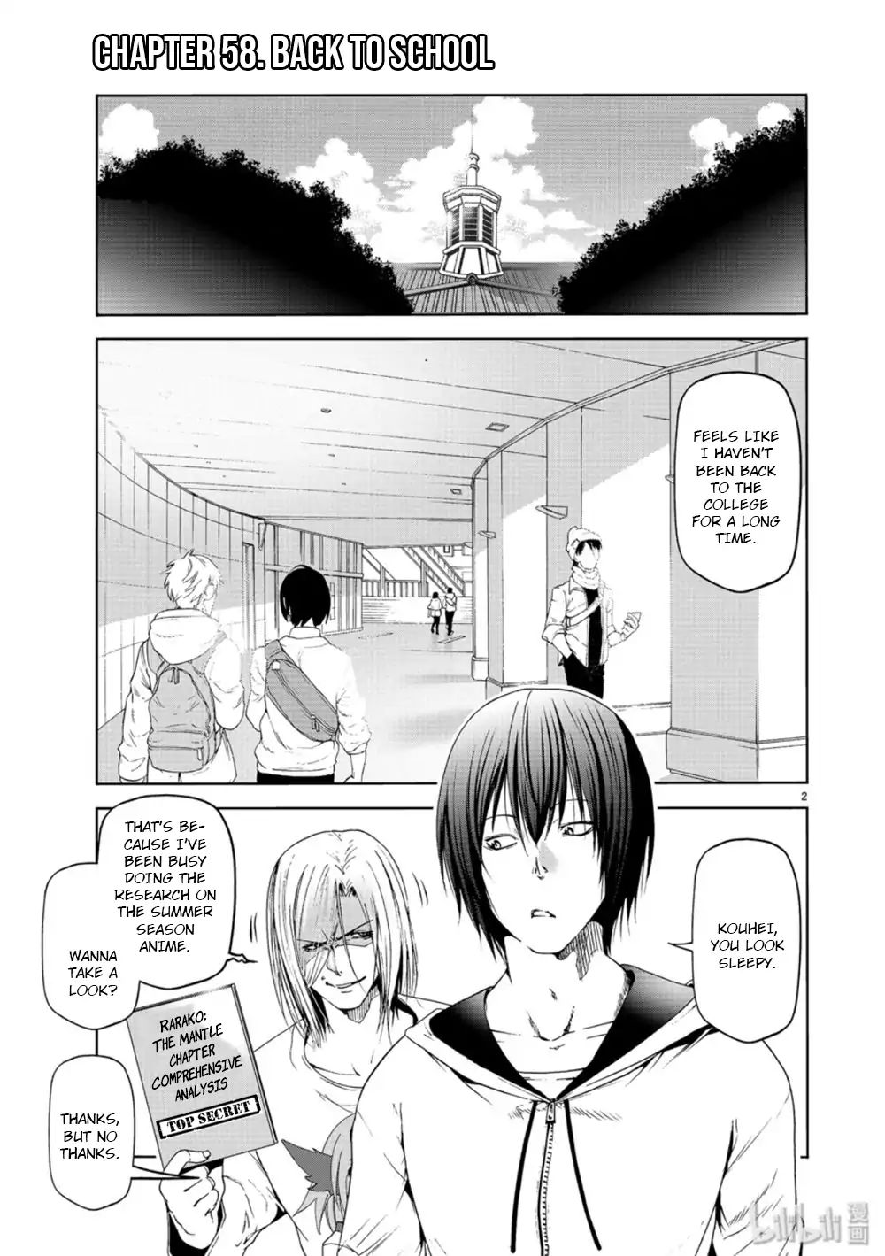 Grand Blue Manga Chapter 58 page 2 - Back to School scene
