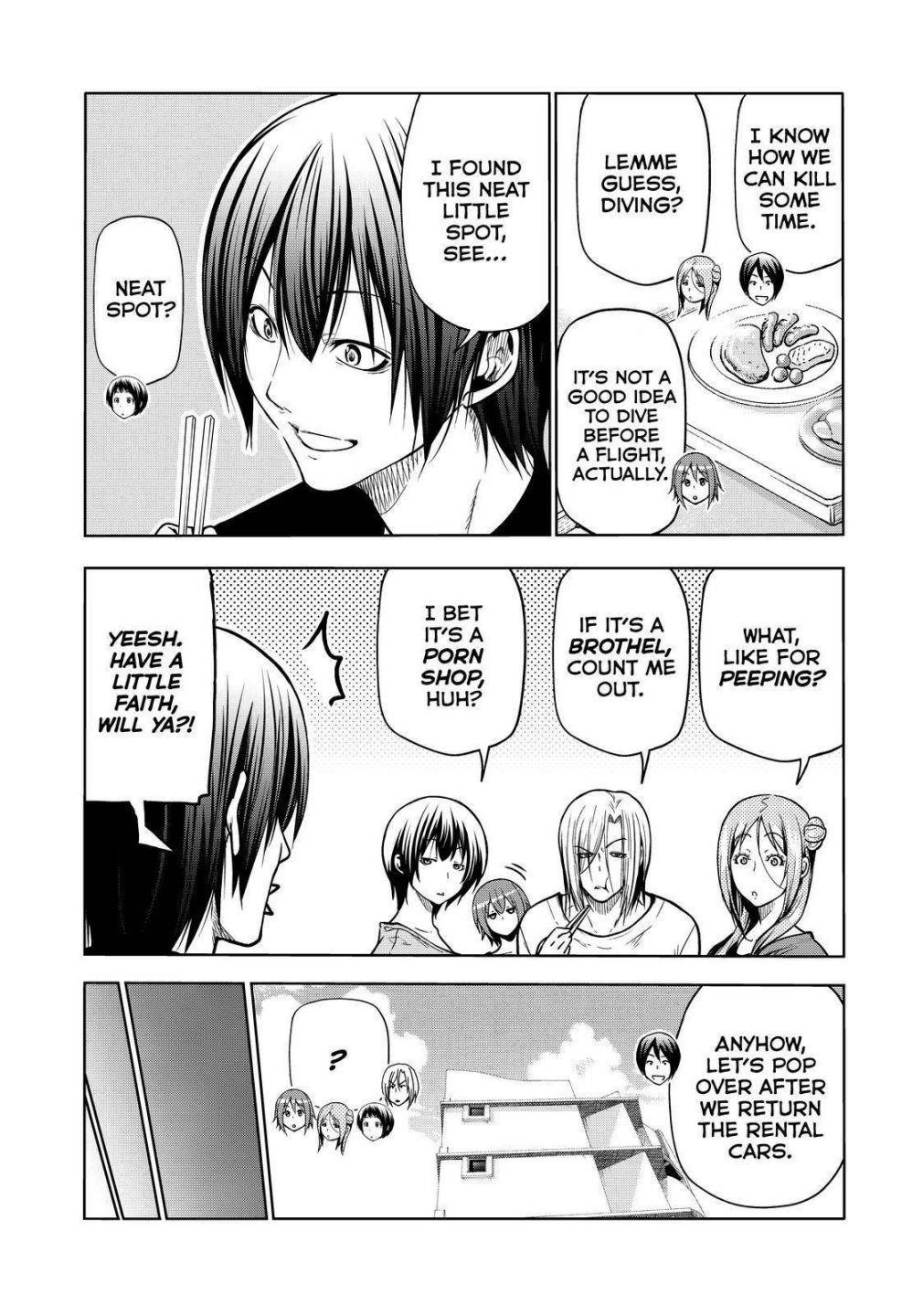Grand Blue Manga Chapter 69 page 5 - Two to Return scene