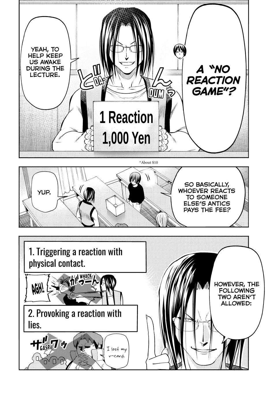 Grand Blue Manga Chapter 86 page 9 - No Reaction Game scene
